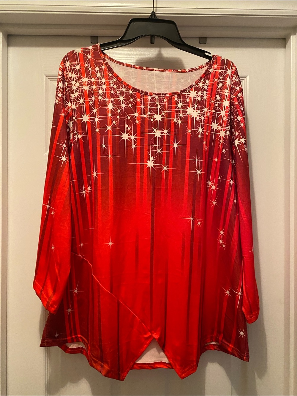 Red Starfall Long-Sleeve Women's Top